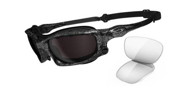 Gafas de Sol Oakley OO9142 Wind Jacket 02 - Montura Negro y Gris con grafo fantasma - Lente Gris Calido + Transparente